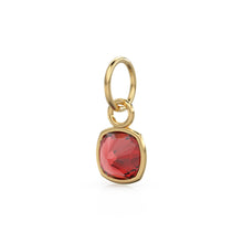 Load image into Gallery viewer, Natural Red Ruby Gemstone Charms / 14k Yellow Solid Gold Charm Pendant / Red Cushion Gemstone Bezel 18K Gold Jewelry Finding