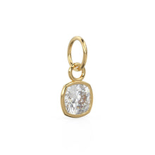 Load image into Gallery viewer, AAA White Quartz Rock Crystal Charms 14k Yellow Solid Gold Charm Pendant White Cushion Gemstone Bezel 18K Gold Jewelry Finding