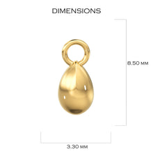 Load image into Gallery viewer, 18k Solid Yellow Gold Teardrop Charm Pendant Finding, Gold Drops 3.3mmx8.5mm St Patricks Day