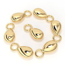 Load image into Gallery viewer, 18k Solid Yellow Gold Teardrop Charm Pendant Finding, Gold Drops 3.3mmx8.5mm St Patricks Day