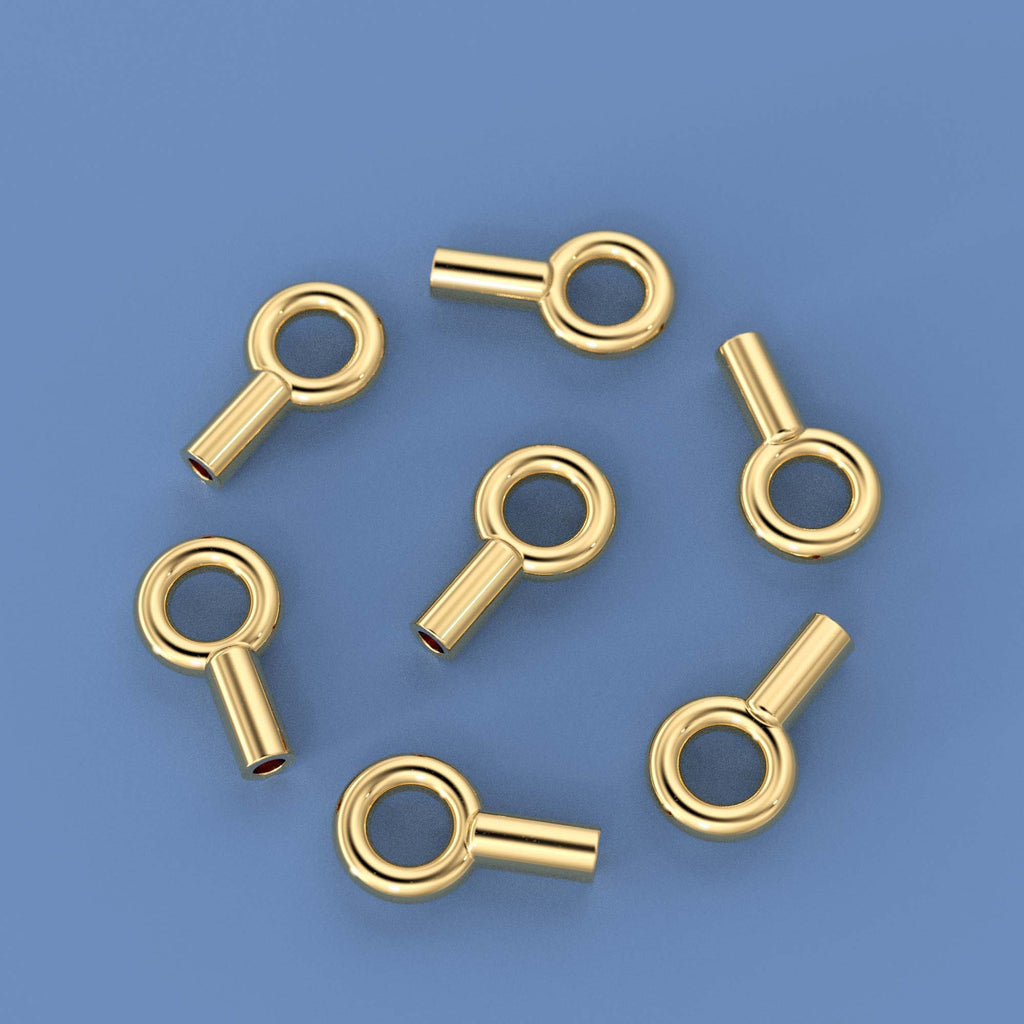 14k Solid Yellow Gold Crimp Cap End Stringing Finding With 0.9mm Holes 4mm Jump Ring Quantity: 2 0r 10 St Patricks Day