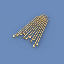 Load image into Gallery viewer, 27 gauge 18k Solid Yellow Gold 20MM 0.8 INCH Ball Headpin Quantity: (2) or (10) or (50)