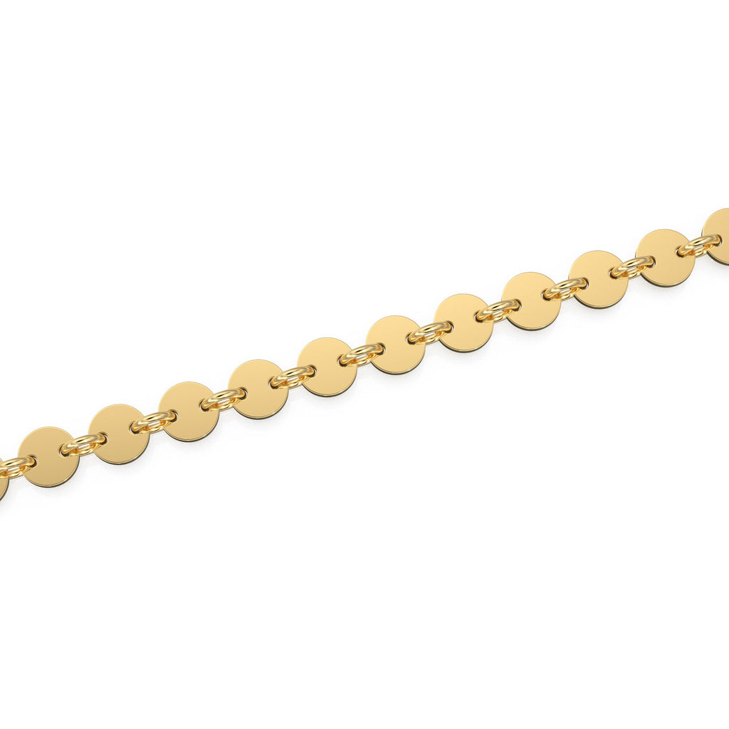 14k Solid Gold Bulk Chain 4mm Heavy Thick Sequin Disc Link By the Foot / 7 Inches