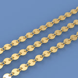 14k Solid Gold Bulk Chain 4mm Heavy Thick Sequin Disc Link By the Foot / 7 Inches