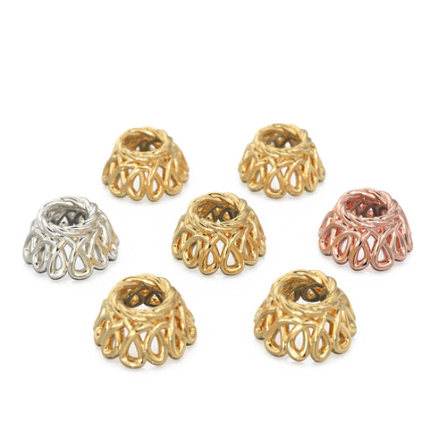 4mm 18k Solid Yellow Gold Petite Bead Cap Finding PAIR - Jalvi & Co. 