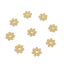 Load image into Gallery viewer, 4.25mm 18k Solid Yellow Gold Daisy Star Spacer Findings Quantity: (10) pcs St Patricks Day