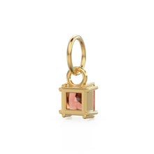 Load image into Gallery viewer, Red Garnet Princess Cut Solid Gold Charm / Red Gemstone Handmade 18k Gold Pendant / 14k Solid Gold January Jewelry Making Findings