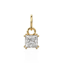 Load image into Gallery viewer, White Quartz Princess Solid Gold Charm / Rock Crystal Gemstone 18k Gold Pendant / 14k Solid Gold April Birthstone Jewelry Making Findings