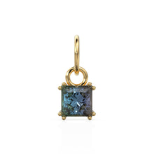 Load image into Gallery viewer, Alexandrite Princess Cut Solid Gold Charm / Bicolor Gemstone Handmade 18k Gold Pendant / 14k Gold June Birthstone Jewelry Making Findings