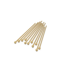 Load image into Gallery viewer, 27 gauge 18k Solid Yellow Gold 20MM 0.8 INCH Ball Headpin Quantity: (2) or (10) or (50)