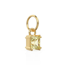 Load image into Gallery viewer, Lemon Quartz Princess Cut Solid Gold Charm / Yellow Gemstone Handmade 18k Gold Pendant / 14k Solid Gold Gemini Jewelry Making Findings