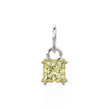 Load image into Gallery viewer, Lemon Quartz Princess Cut Solid Gold Charm / Yellow Gemstone Handmade 18k Gold Pendant / 14k Solid Gold Gemini Jewelry Making Findings