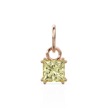 Load image into Gallery viewer, Lemon Quartz Princess Cut Solid Gold Charm / Yellow Gemstone Handmade 18k Gold Pendant / 14k Solid Gold Gemini Jewelry Making Findings