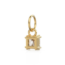 Load image into Gallery viewer, White Quartz Princess Solid Gold Charm / Rock Crystal Gemstone 18k Gold Pendant / 14k Solid Gold April Birthstone Jewelry Making Findings