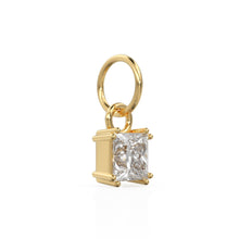 Load image into Gallery viewer, White Quartz Princess Solid Gold Charm / Rock Crystal Gemstone 18k Gold Pendant / 14k Solid Gold April Birthstone Jewelry Making Findings