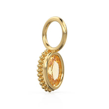 Load image into Gallery viewer, Citrine Oval Cut Solid Gold Charm / Yellow Gemstone Handmade 18k Gold Pendant / 14k Gold November Birthstone Jewelry Making Findings