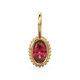 Garnet Oval Cut Solid Gold Charm / Red Gemstone Handmade 18k Gold Pendant / 14k Gold January Birthstone Jewelry Making Findings Gift For Her