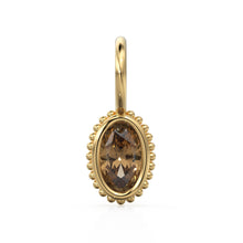 Load image into Gallery viewer, Smoky Quartz Oval Cut Solid Gold Charm / Brown Gemstone Handmade 18k Gold Pendant / 14k Gold June November Birthstone Jewelry Making Finding