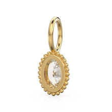 Load image into Gallery viewer, White Quartz Oval Cut Solid Gold Charm / Clear Gemstone Handmade 18k Gold Pendant / 14k Gold June April Birthstone Jewelry Making Findings