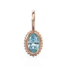 Load image into Gallery viewer, Aquamarine Oval Cut Solid Gold Charm / Blue Gemstone Handmade 18k Gold Pendant / 14k Gold March Birthstone Jewelry Making Findings Gift Her