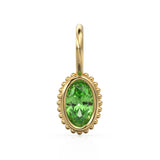 Peridot Oval Cut Solid Gold Charm / Green Gemstone Handmade 18k Gold Pendant / 14k Gold August Birthstone Jewelry Making Findings Gift Her