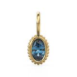 London Blue Topaz Oval Cut Solid Gold Charm / Blue Gemstone Handmade 18k Gold Pendant / 14k Gold November Birthstone Jewelry Making Findings