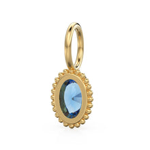 Load image into Gallery viewer, Sapphire Oval Cut Solid Gold Charm / Blue Gemstone Handmade 18k Gold Pendant / 14k Gold September Birthstone Jewelry Making Findings Gift