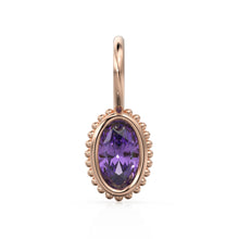 Load image into Gallery viewer, Amethyst Oval Cut Solid Gold Charm / Purple Gemstone Handmade 18k Gold Pendant / 14k Gold February Birthstone Jewelry Making Findings