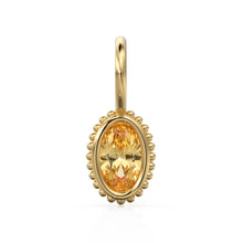 Load image into Gallery viewer, Citrine Oval Cut Solid Gold Charm / Yellow Gemstone Handmade 18k Gold Pendant / 14k Gold November Birthstone Jewelry Making Findings