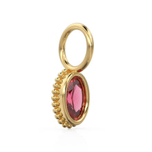 Load image into Gallery viewer, Garnet Oval Cut Solid Gold Charm / Red Gemstone Handmade 18k Gold Pendant / 14k Gold January Birthstone Jewelry Making Findings Gift For Her