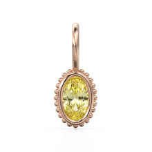 Load image into Gallery viewer, Lemon Quartz Oval Cut Solid Gold Charm / Yellow Gemstone Handmade 18k Gold Pendant / 14k Gold February Birthstone Jewelry Making Findings