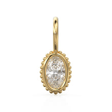 Load image into Gallery viewer, White Quartz Oval Cut Solid Gold Charm / Clear Gemstone Handmade 18k Gold Pendant / 14k Gold June April Birthstone Jewelry Making Findings