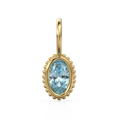 Aquamarine Oval Cut Solid Gold Charm / Blue Gemstone Handmade 18k Gold Pendant / 14k Gold March Birthstone Jewelry Making Findings Gift Her - Jalvi & Co. 