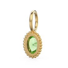 Load image into Gallery viewer, Peridot Oval Cut Solid Gold Charm / Green Gemstone Handmade 18k Gold Pendant / 14k Gold August Birthstone Jewelry Making Findings Gift Her