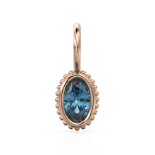 Load image into Gallery viewer, London Blue Topaz Oval Cut Solid Gold Charm / Blue Gemstone Handmade 18k Gold Pendant / 14k Gold November Birthstone Jewelry Making Findings