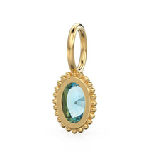 Load image into Gallery viewer, Swiss Blue Topaz Oval Cut Solid Gold Charm / Blue Gemstone Handmade 18k Gold Pendant / 14k Gold November Birthstone Jewelry Making Findings