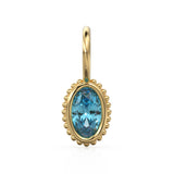 Swiss Blue Topaz Oval Cut Solid Gold Charm / Blue Gemstone Handmade 18k Gold Pendant / 14k Gold November Birthstone Jewelry Making Findings