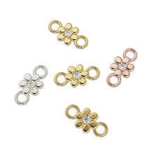 Load image into Gallery viewer, 6x12mm Flower 18k Solid Yellow Gold Brilliant Diamond Connector Spacer Finding St Patricks Day