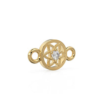 Load image into Gallery viewer, 6x11mm Tiny Flower 18k Solid Yellow Gold Brilliant Diamond Connector Spacer / Solid 14k Gold Handmade Floral Finding