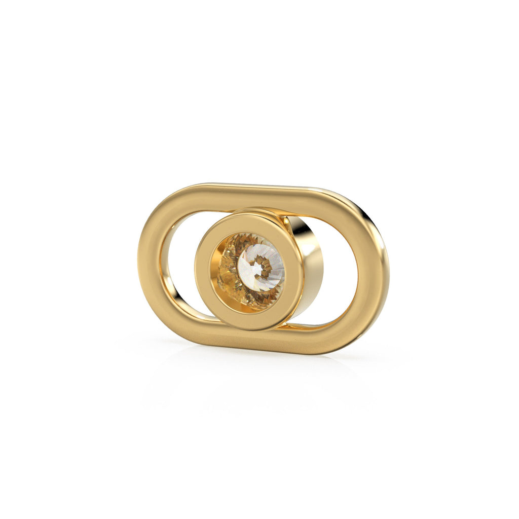 5.7x9.2mm Oval 18k Solid Yellow Gold Brilliant Diamond Connector Spacer / Solid 14k Gold Handmade Link Finding