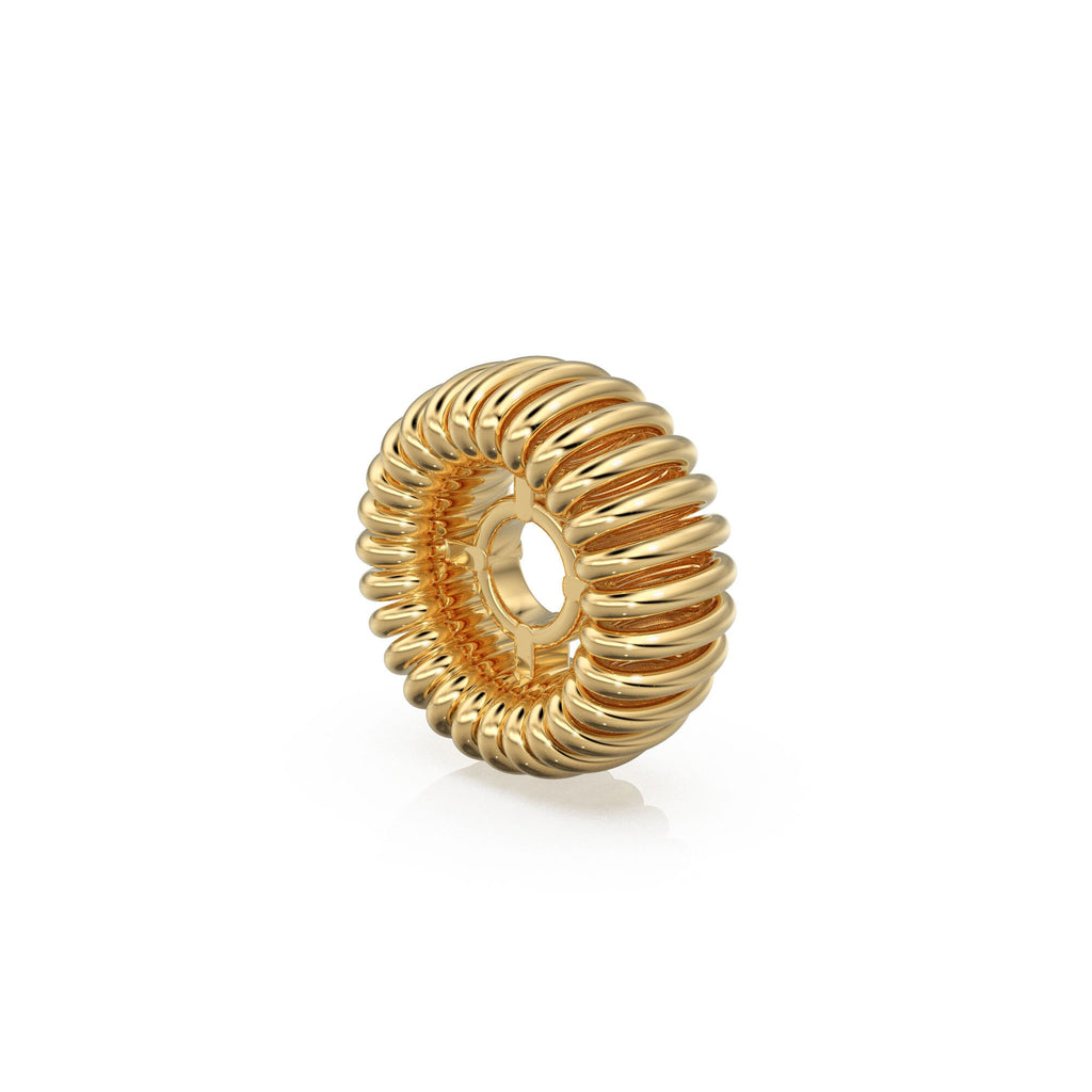 Spiral Vortex Rondelle Bead 18k Solid Yellow Gold Spacer Beads / Jewelry Making Handmade Supplies / 14k Gold Findings