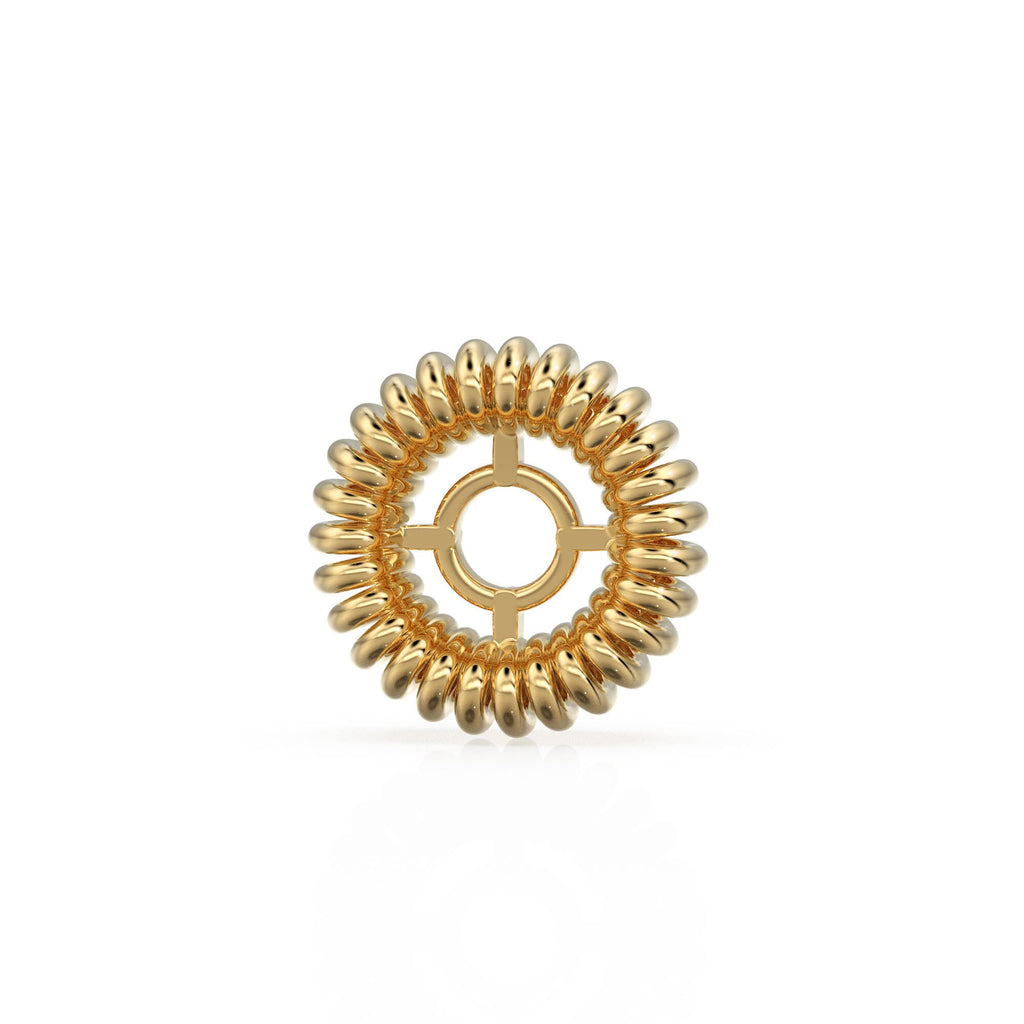 Spiral Vortex Rondelle Bead 18k Solid Yellow Gold Spacer Beads / Jewelry Making Handmade Supplies / 14k Gold Findings