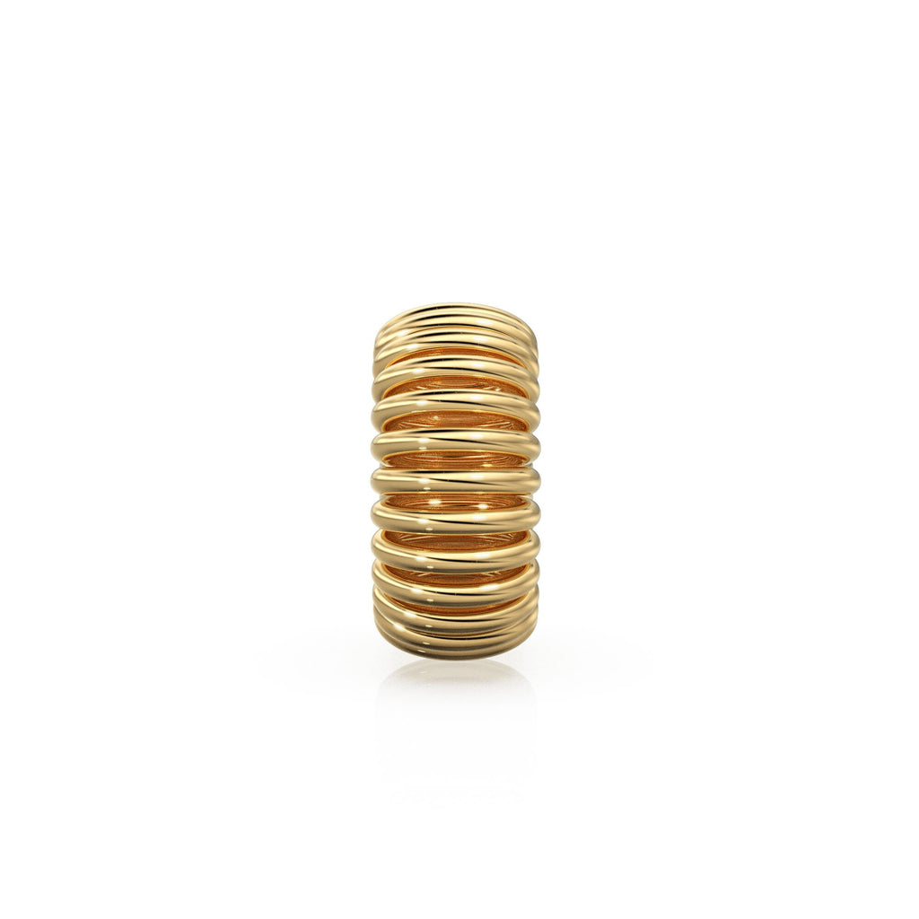 Spiral Vortex Rondelle Bead 18k Solid Yellow Gold Spacer Beads / Jewelry Making Handmade Supplies / 14k Gold Findings