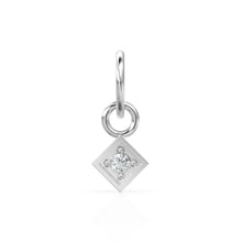 Load image into Gallery viewer, TINY Square Diamond Charm Pendant / 14k 18k Solid Gold Pendant / Brilliant Round Diamond Pendant / Petite Diamond Charm / Christmas Sale