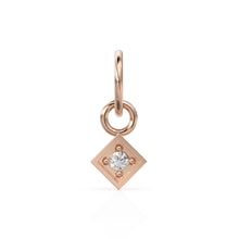 Load image into Gallery viewer, TINY Square Diamond Charm Pendant / 14k 18k Solid Gold Pendant / Brilliant Round Diamond Pendant / Petite Diamond Charm / Christmas Sale