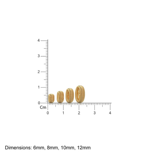 6mm Spiral Vortex Rondelle Bead 18k Solid Yellow Gold Spacer Beads / Jewelry Making Handmade Supplies / 14k Gold Findings St Patricks Day