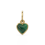 Malachite Heart Cabochon Solid Gold Charm / Natural Green Gemstone Handmade Gold Pendant / 1pc 14k Solid Yellow Gold Jewelry Making Findings