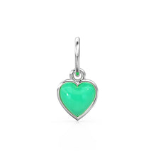 Load image into Gallery viewer, Chrysoprase Heart Cabochon Solid Gold Charm / Natural Green Gemstone Handmade Gold Pendant / 14k Solid Yellow Gold Jewelry Making Findings