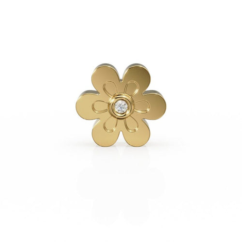 7mm Diamond 18k Solid Yellow Gold Fancy Daisy Flower Design Spacer Finding Beads 2pcs - Jalvi & Co. 