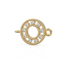 Load image into Gallery viewer, Round Gold Link 18k Solid Yellow Gold Brilliant Diamond Connector Spacer / Solid 14k Gold Handmade Link Finding